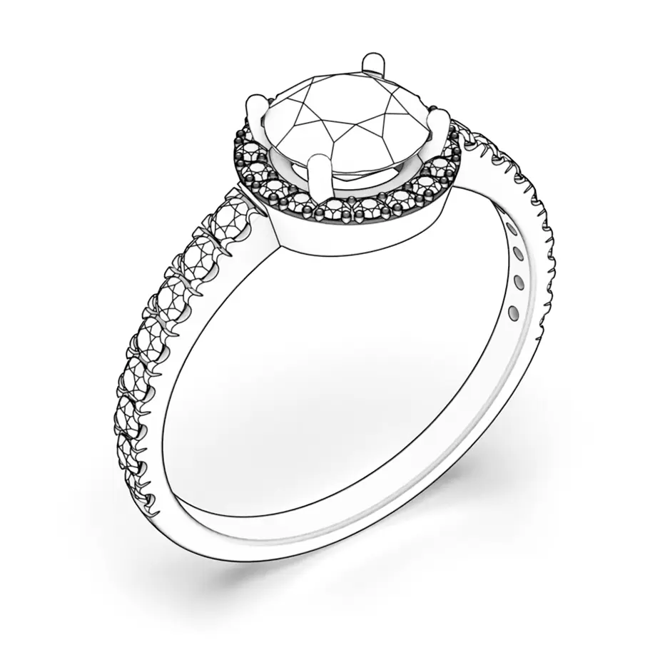  Годежен пръстен This is Love: бяло злато, черен диамант